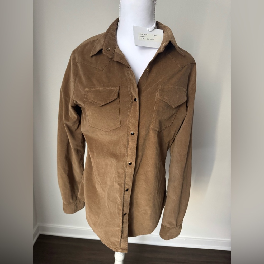 NWT Brown Corduroy Button-down Shirt women’s Italian designer small